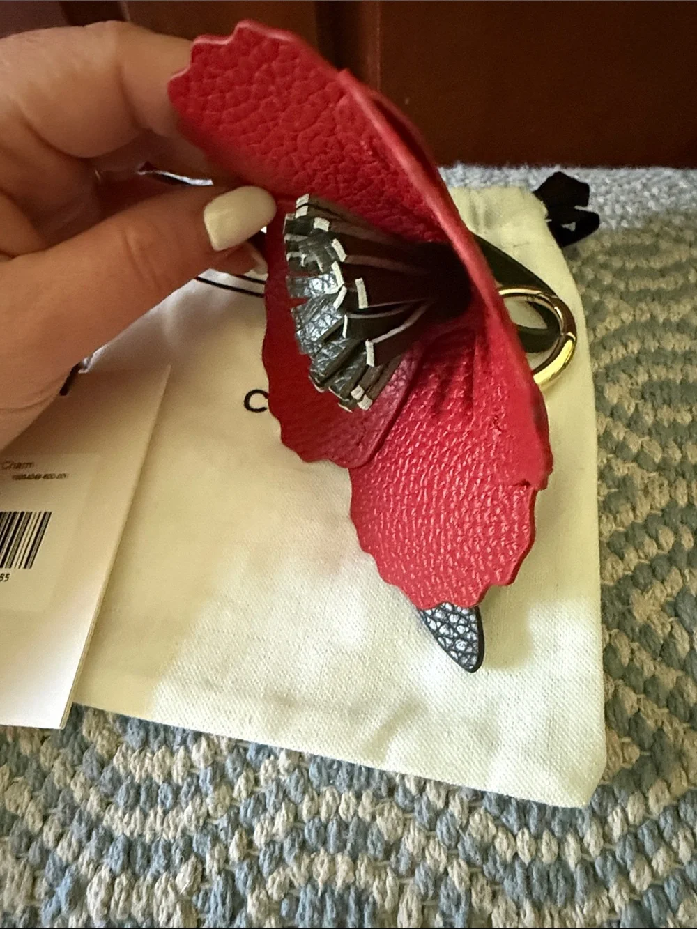 Cuyana Red Leather Poppy Bag Charm